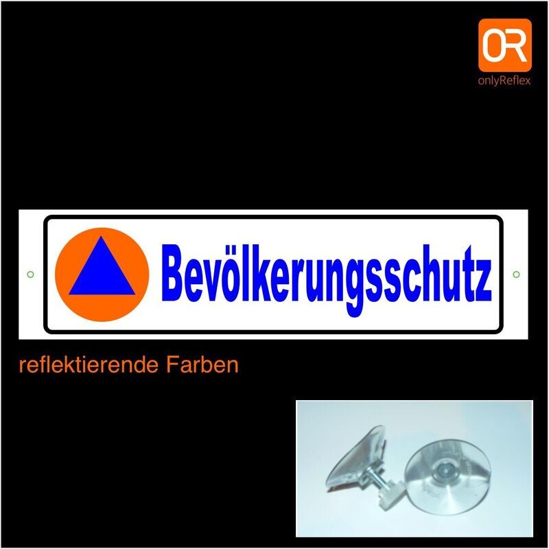 Bevölkerungsschutz, Schild mit Saugnapf Bevölkerungsschutz, Schild mit Saugnapf