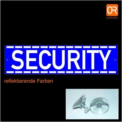 Security blau, Schild mit Saugnapf