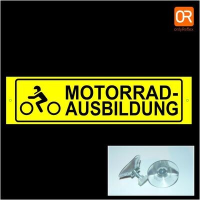Motorrad neongelb, Schild mit Saugnapf