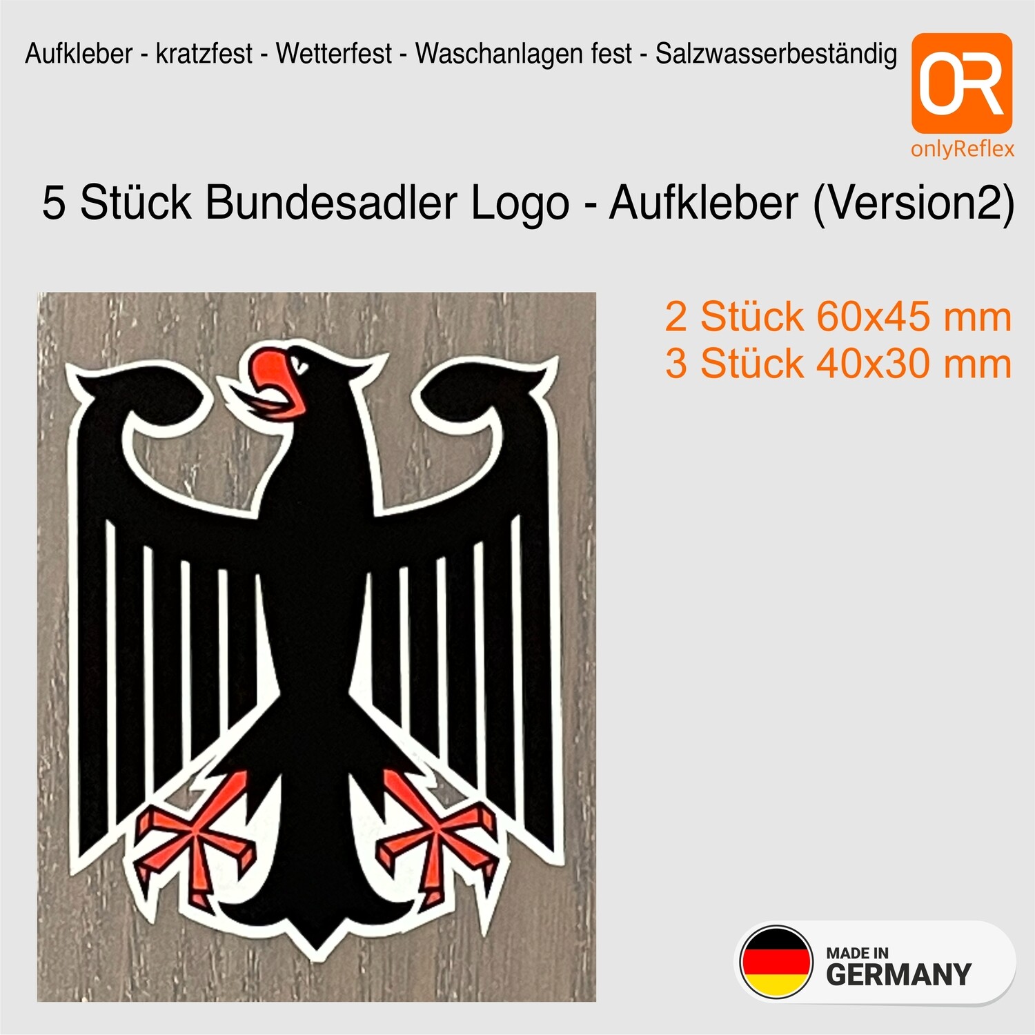 5 Stück Bundesadler Logo - Aufkleber (Version2)