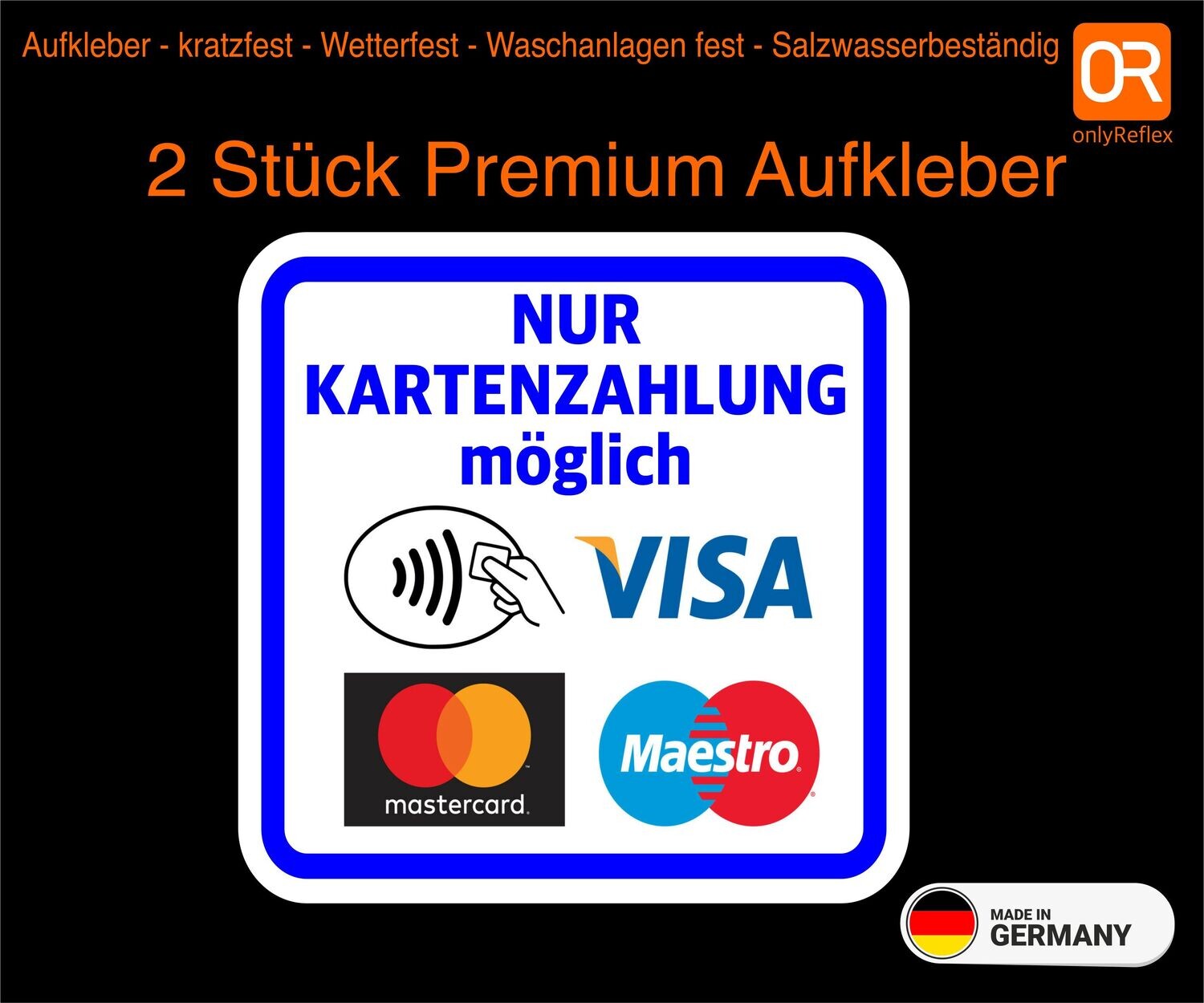2 Stück NUR Kartenzahlung möglich Aufkleber