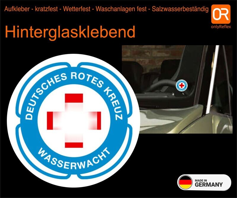 Wasserwacht Aufkleber, Invers gedruckt - Hinterglasklebend (2 Stück)