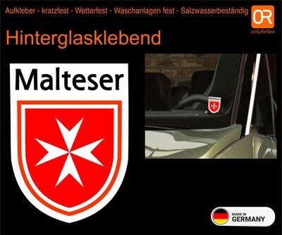 Malteser Logo mit Schrift - Hinterglasklebender Aufkleber (2 Stück)