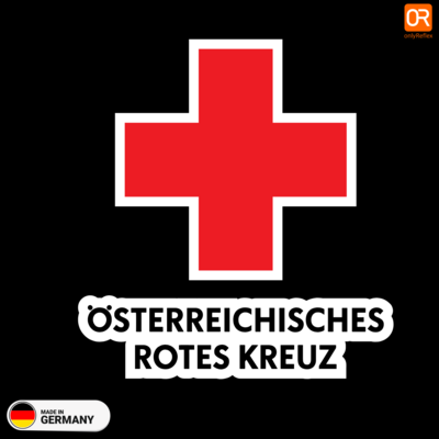 ÖRK  Österreichisches Rotes Kreuz Kompaktlogo, Aufkleber (mit Hintergrund)