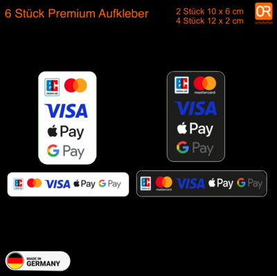 Kartenzahlung EC, Visa, Apple Pay, Google Pay - 6 Stück