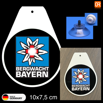 Bergwacht Bayern Wappen, Schild mit Saugnapf