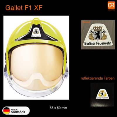 Gallet F1 FX Helmbeschriftung