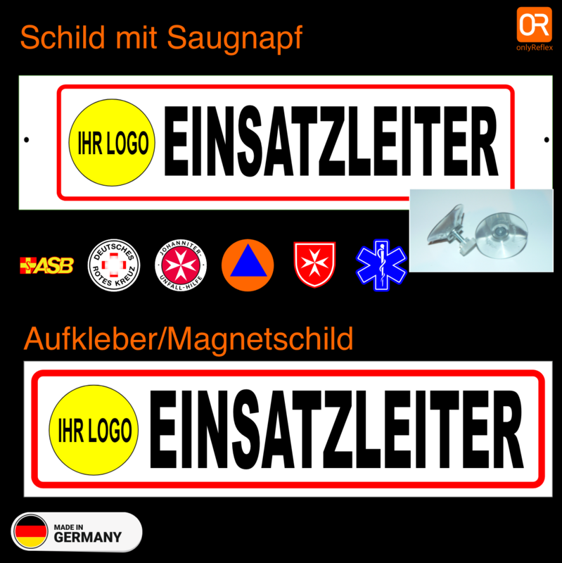 Einsatzleiter mit Logo der Hilfsorganisation