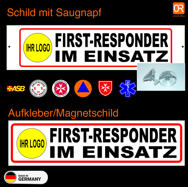 First Responder im Einsatz -  mit Logo der Hilfsorganisation