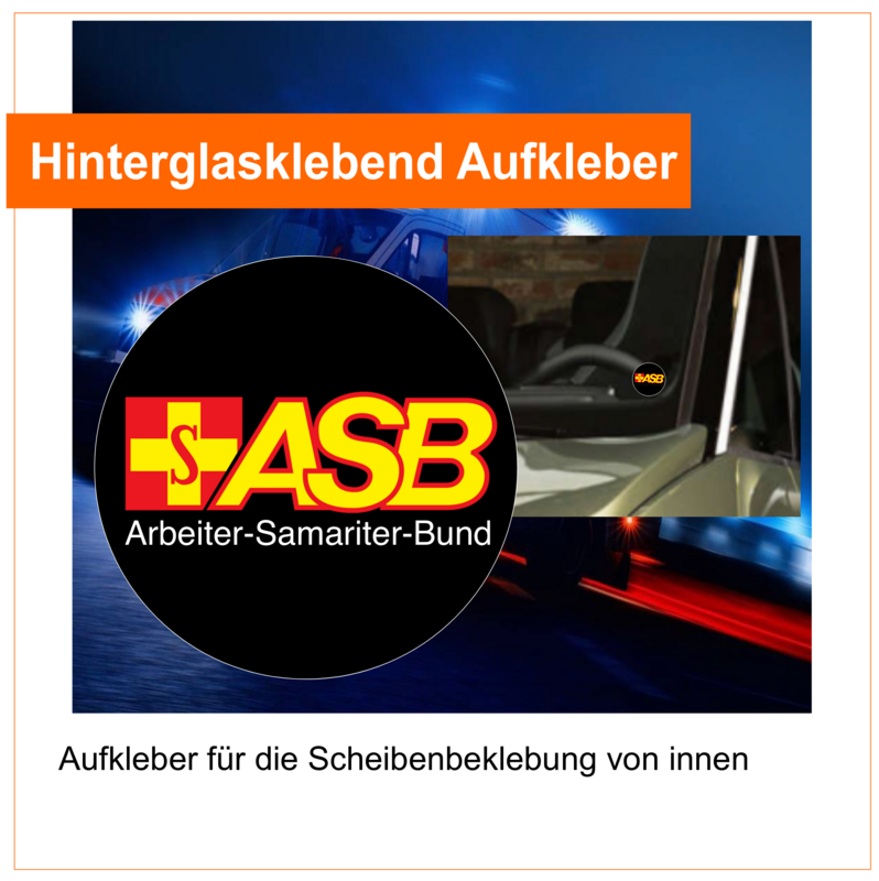Arbeiter Samariter Bund (ASB) Rundlogo Aufkleber - Hinterglasklebend