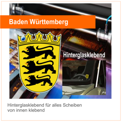 Baden Württemberg Wappen - Aufkleber Hinterglasklebend