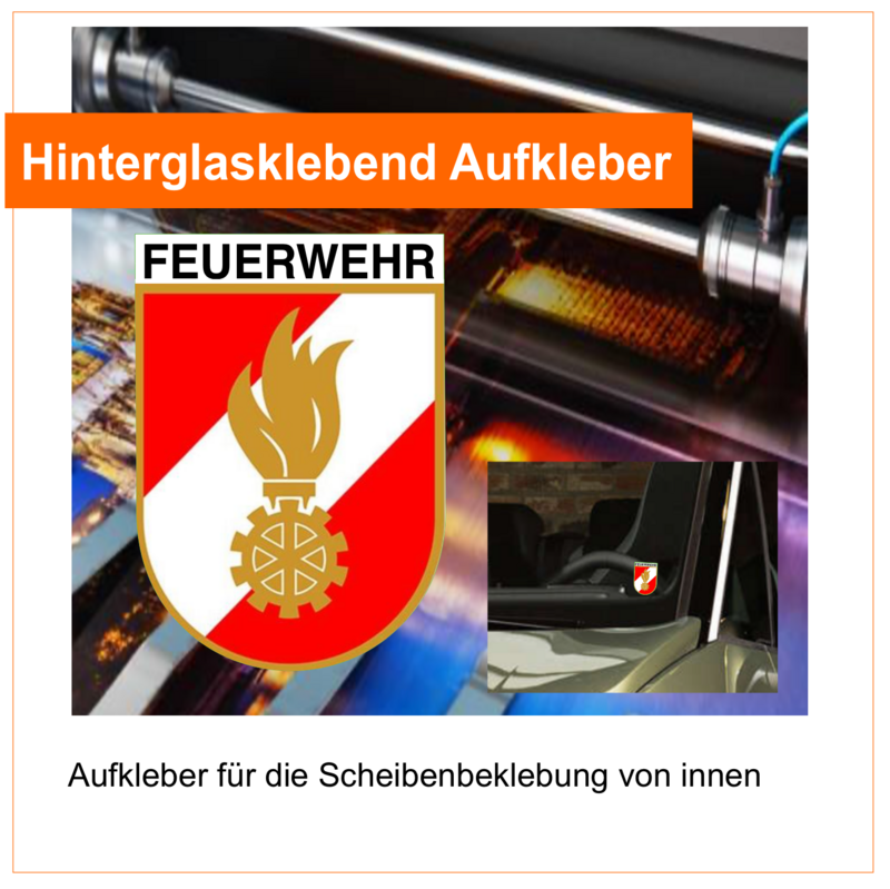 Feuerwehr Österreich Logo, Invers gedruckt - Hinterglasklebend (2 Stück)