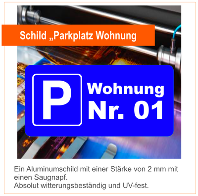 Parken Wohnungsnummer - Aufkleber/ Aluminiumschild