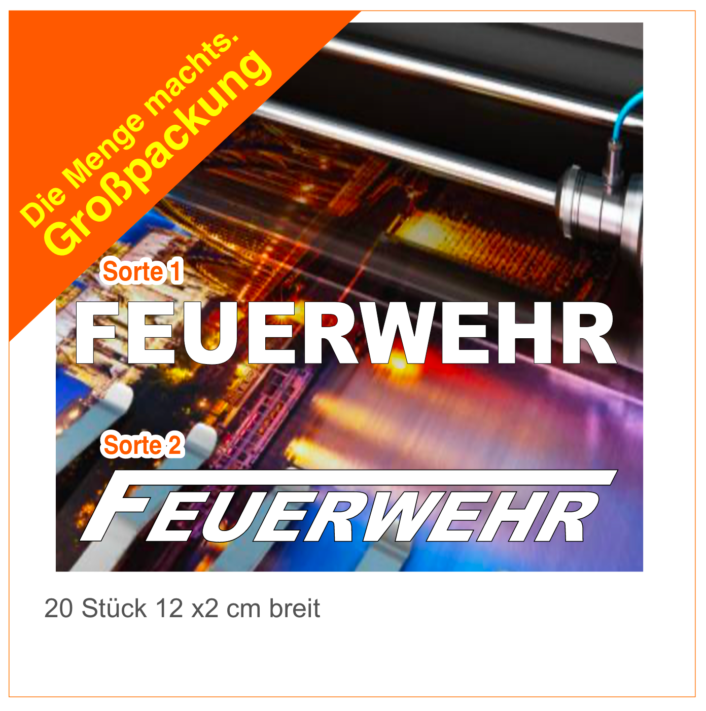 Feuerwehr "Schriftzug"  Aufkleber Großpackung Helfergeschenk 12x2  cm 20 Stück