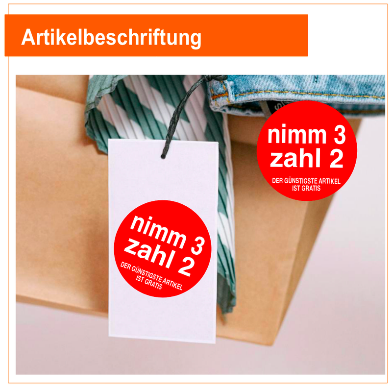 nimm 3 zahl 2 -  Artikelbeschriftung Rund