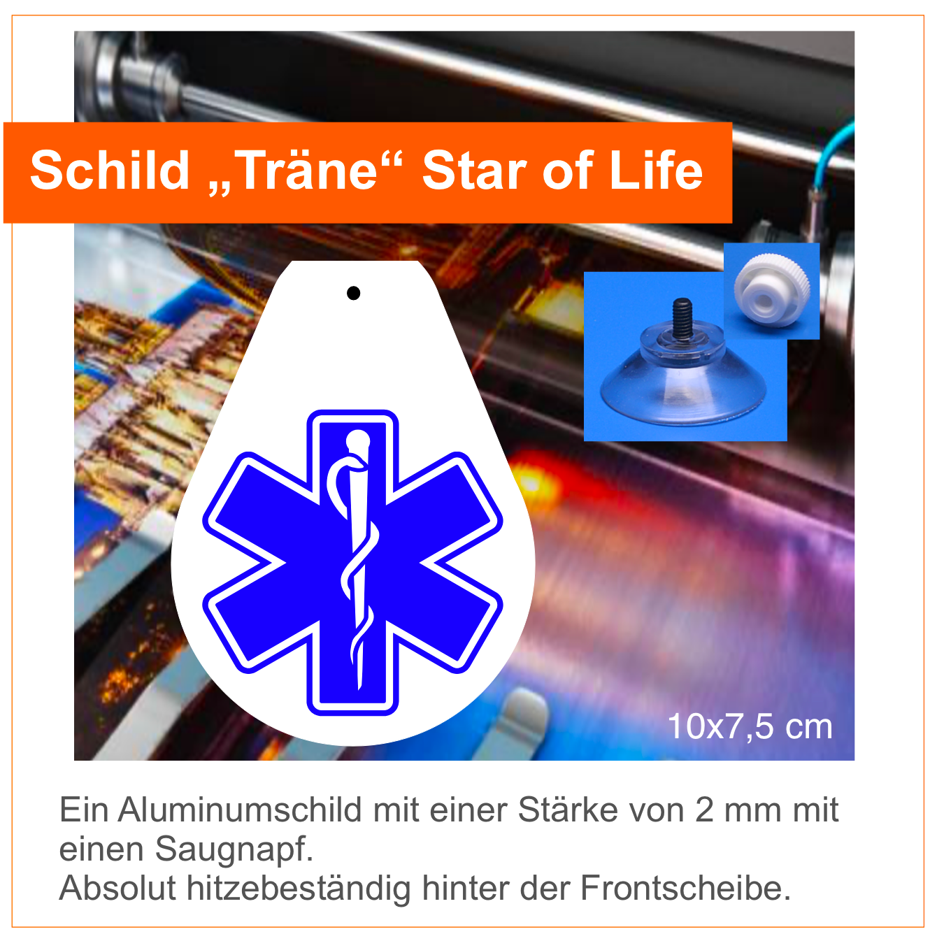 Star of Life  Wappen, Schild mit Saugnapf