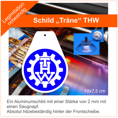 THW Wappen Rundlogo, Schild mit Saugnapf THW Wappen Rundlogo, Schild mit Saugnapf