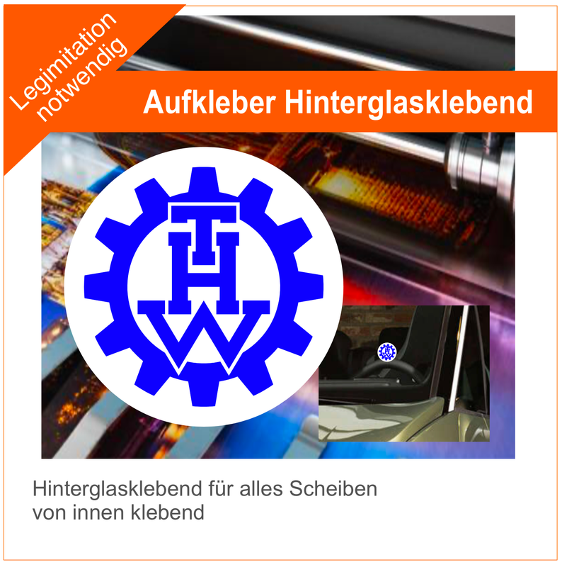 Technisches Hilfswerk Aufkleber  - Hinterglasklebend (2 Stück)