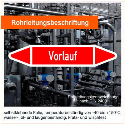 Vorlauf - Rohrleitungskennzeichnung (VE 10 Stück) Vorlauf - Rohrleitungskennzeichnung (VE 10 Stück)