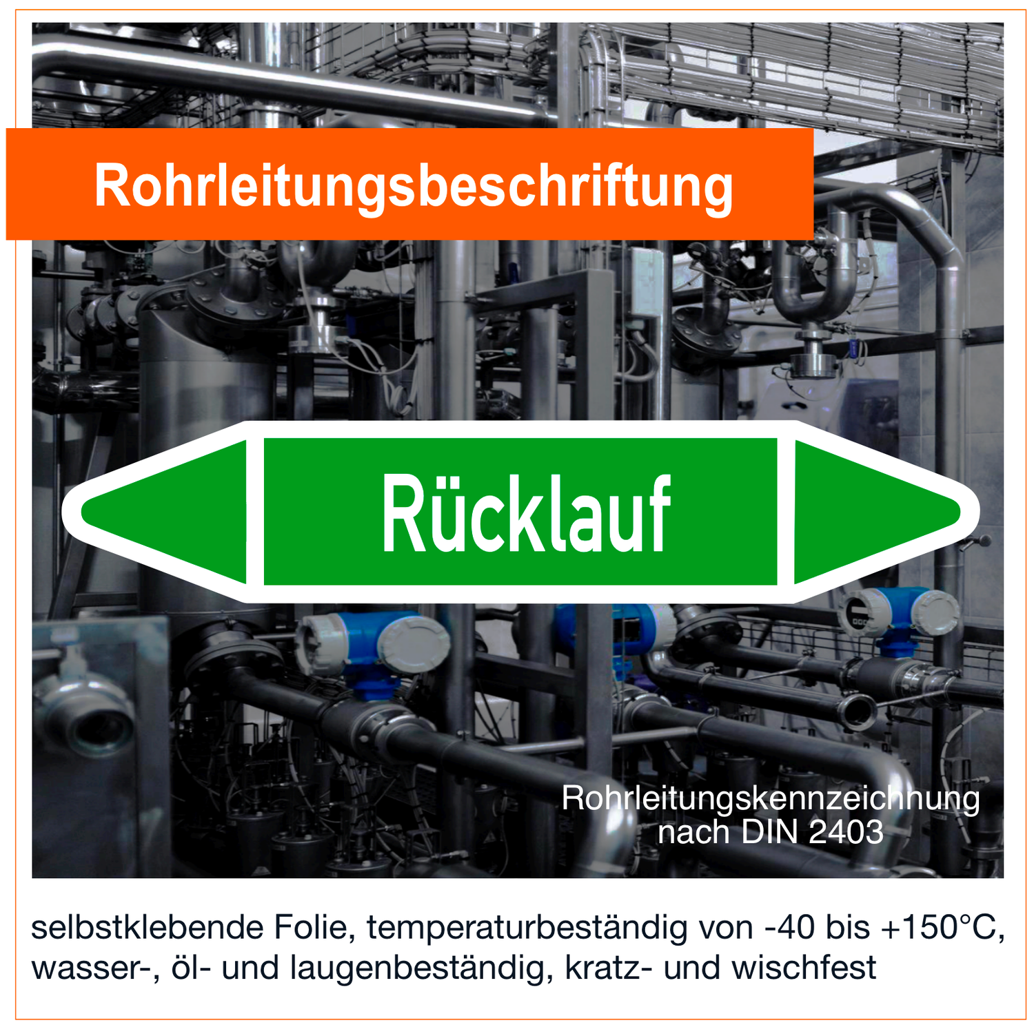 Rücklauf - Rohrleitungskennzeichnung (VE 10 Stück)