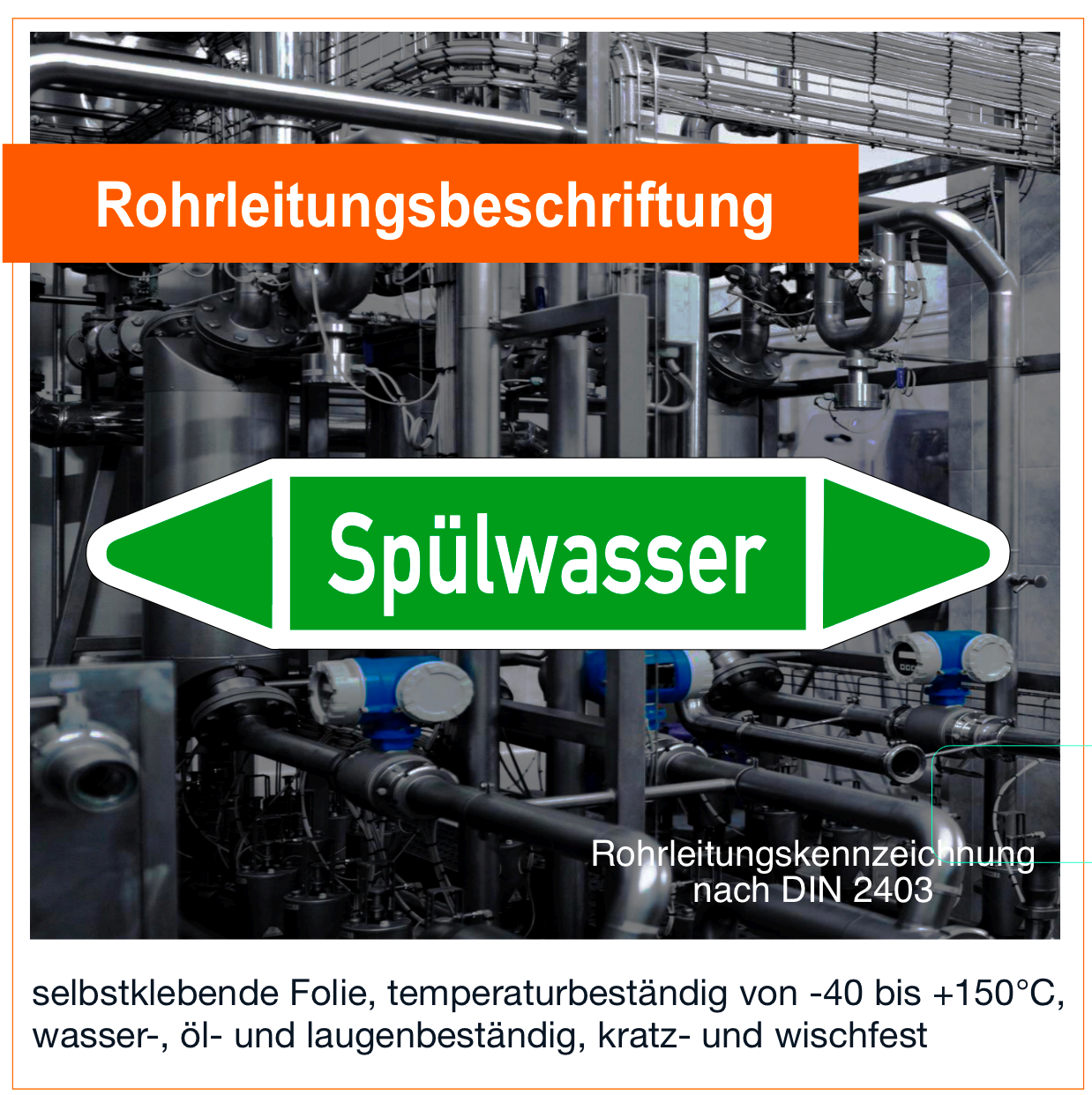 Spülwasser - Rohrleitungskennzeichnung (VE 10 Stück)