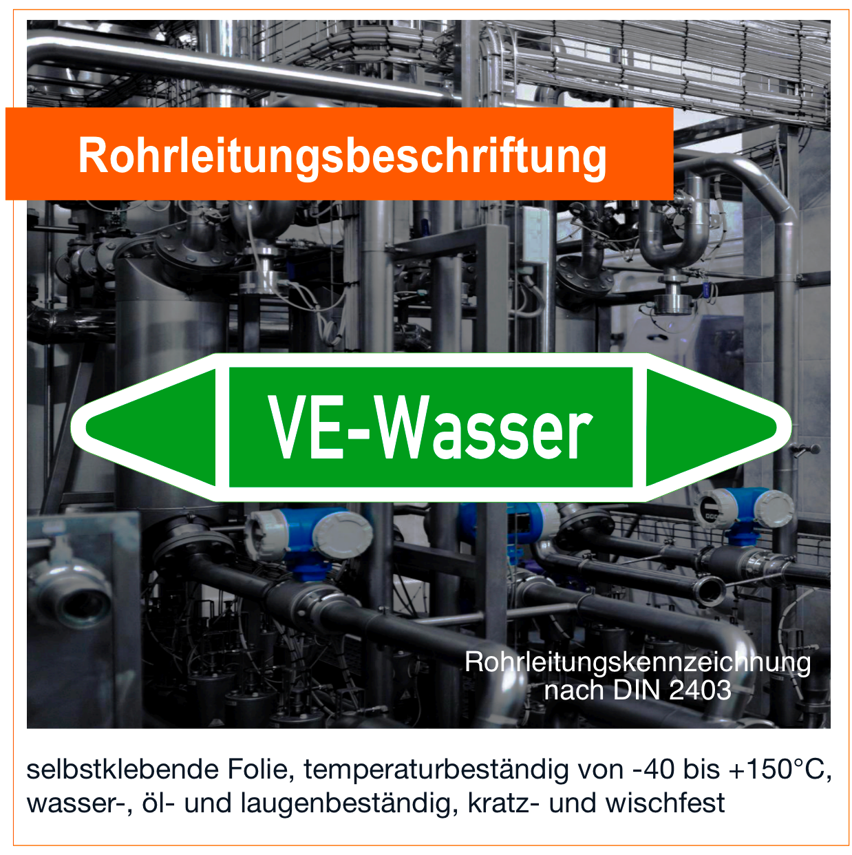 VE-Wasser  - Rohrleitungskennzeichnung (VE 10 Stück)