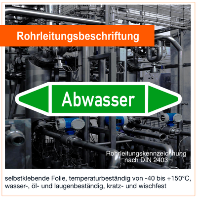 Abwasser - Rohrleitungskennzeichnung (VE 10 Stück) Abwasser - Rohrleitungskennzeichnung (VE 10 Stück)