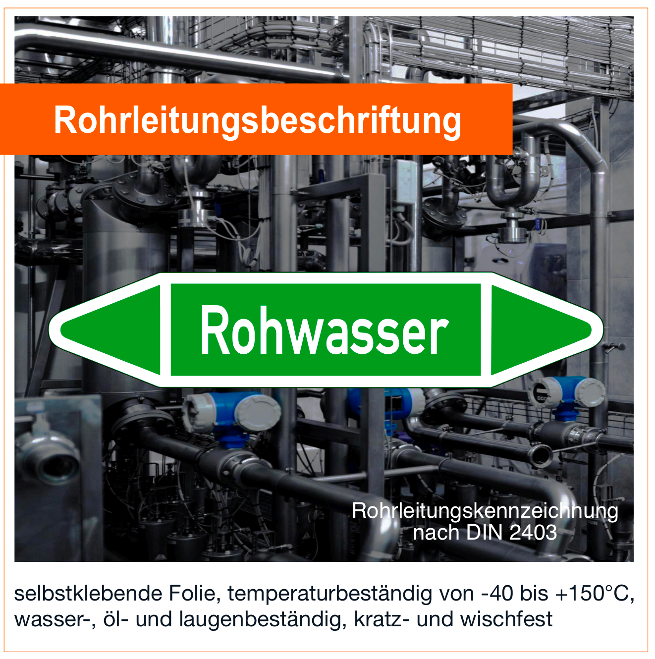 Rohwasser - Rohrleitungskennzeichnung (VE 10 Stück)