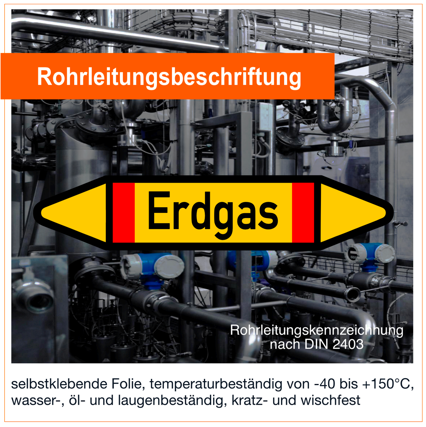 Erdgas - Rohrleitungskennzeichnung (VE 10 Stück)