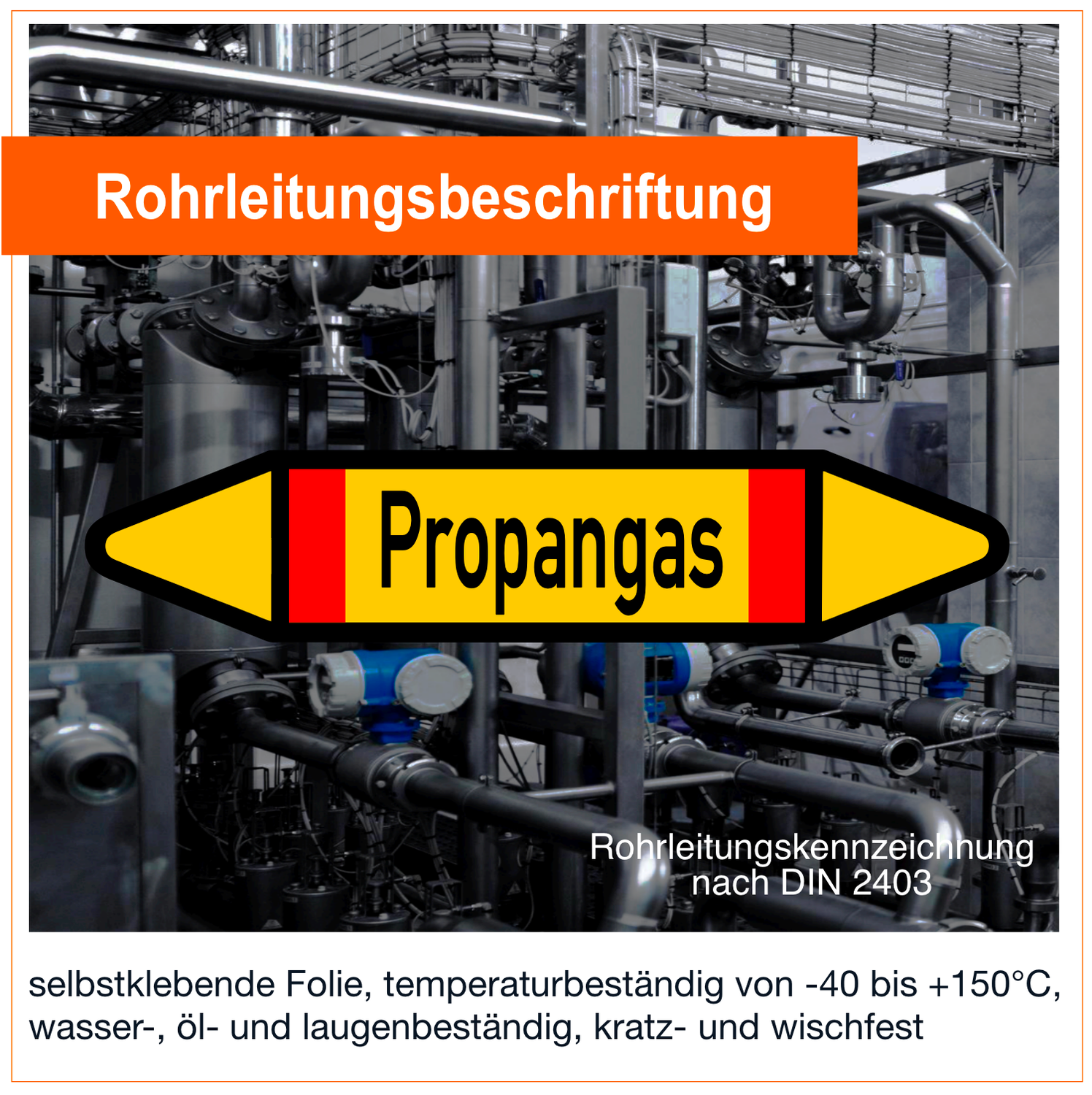 Propangas - Rohrleitungskennzeichnung (VE 10 Stück)