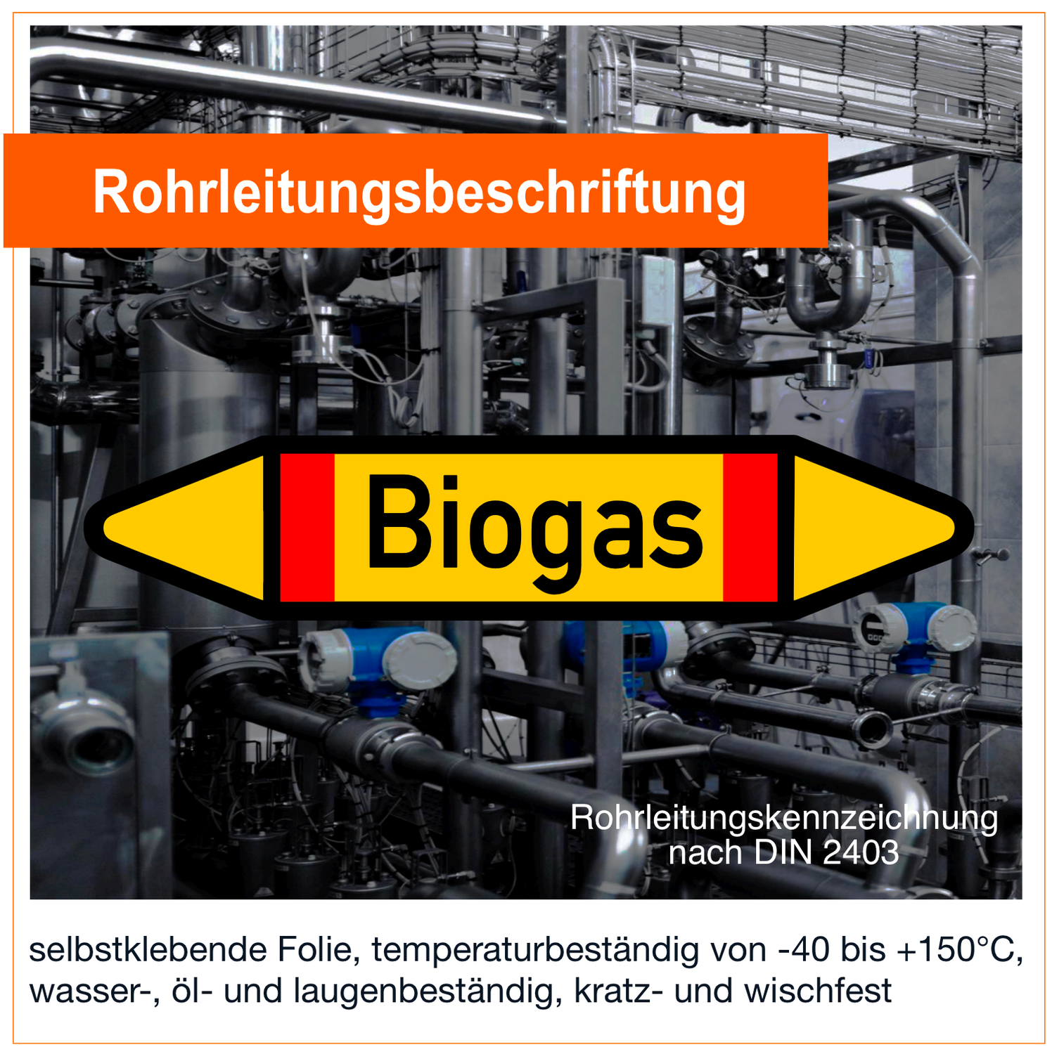 Biogas - Rohrleitungskennzeichnung (VE 10 Stück)