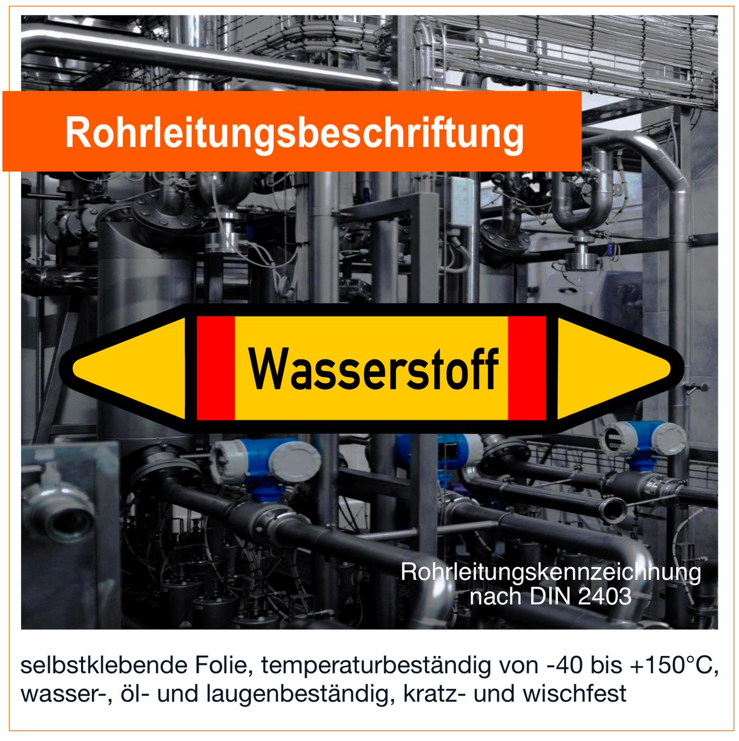 Wasserstoff - Rohrleitungskennzeichnung (VE 10 Stück)
