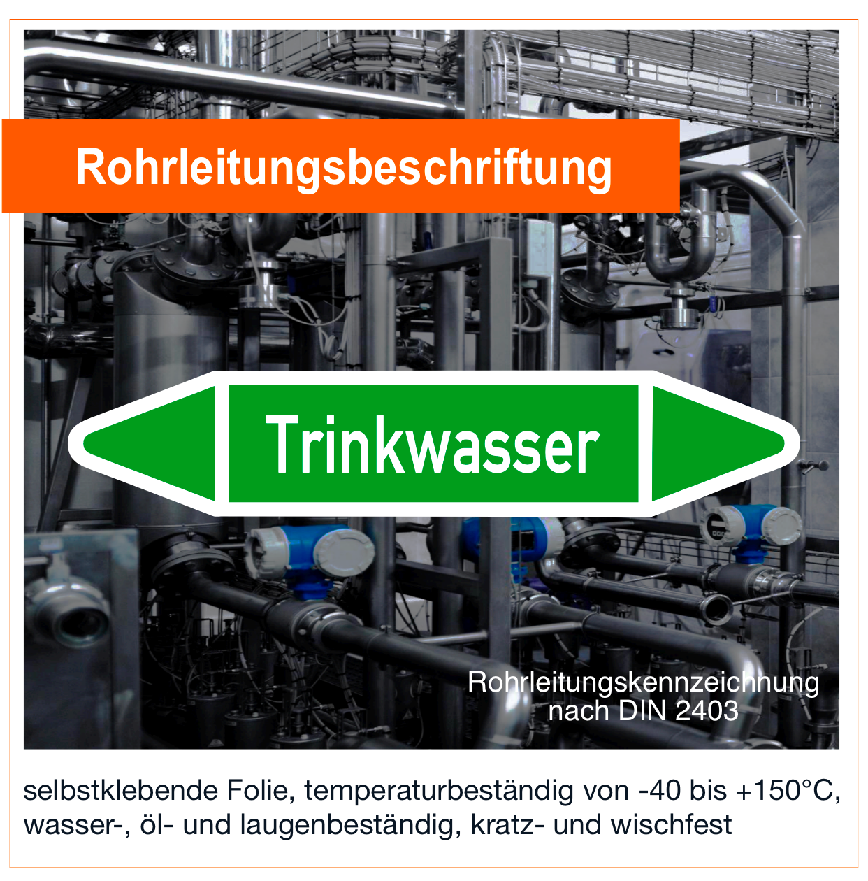 Trinkwasser - Rohrleitungskennzeichnung (VE 10 Stück)