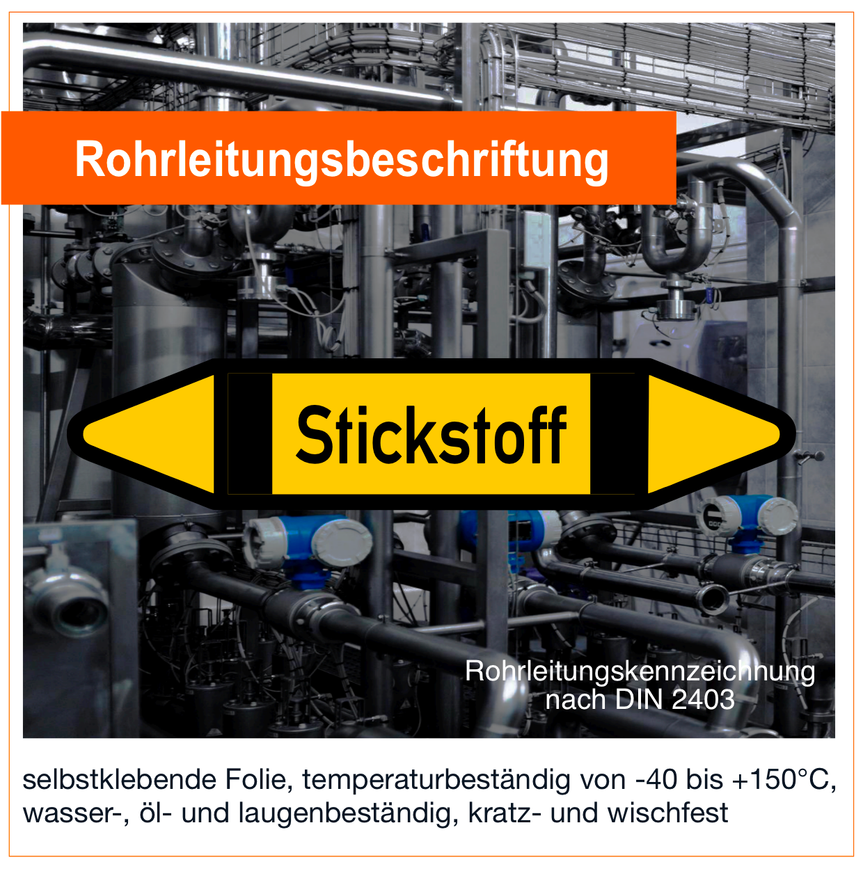 Stickstoff - Rohrleitungskennzeichnung (VE 10 Stück)