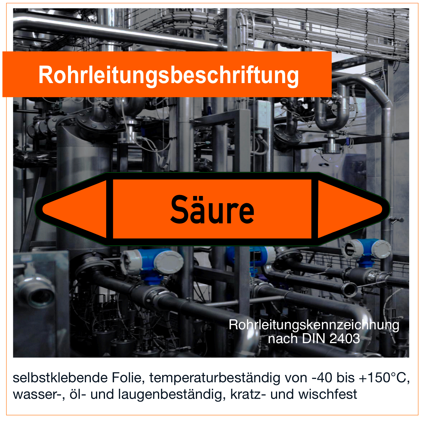 Säure - Rohrleitungskennzeichnung (VE 10 Stück)