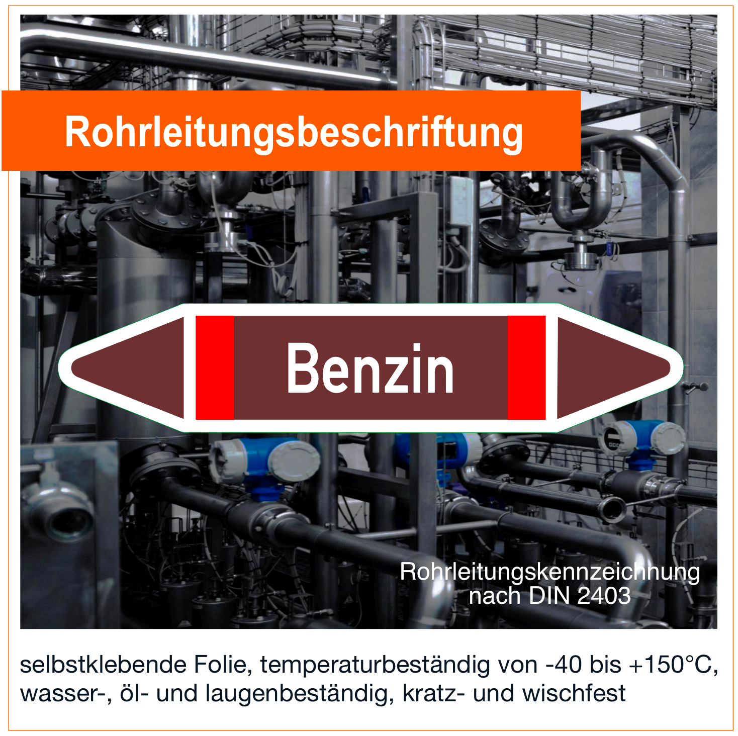 Benzin - Rohrleitungskennzeichnung (VE 10 Stück)