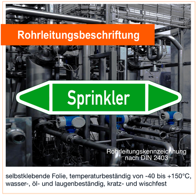 Sprinkler - Rohrleitungskennzeichnung (VE 10 Stück) Sprinkler - Rohrleitungskennzeichnung (VE 10 Stück)