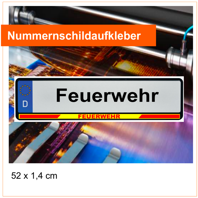 Feuerwehr Nummernschildaufkleber, gelb fluoreszierender Hintergrund (VE 2 Stück)
