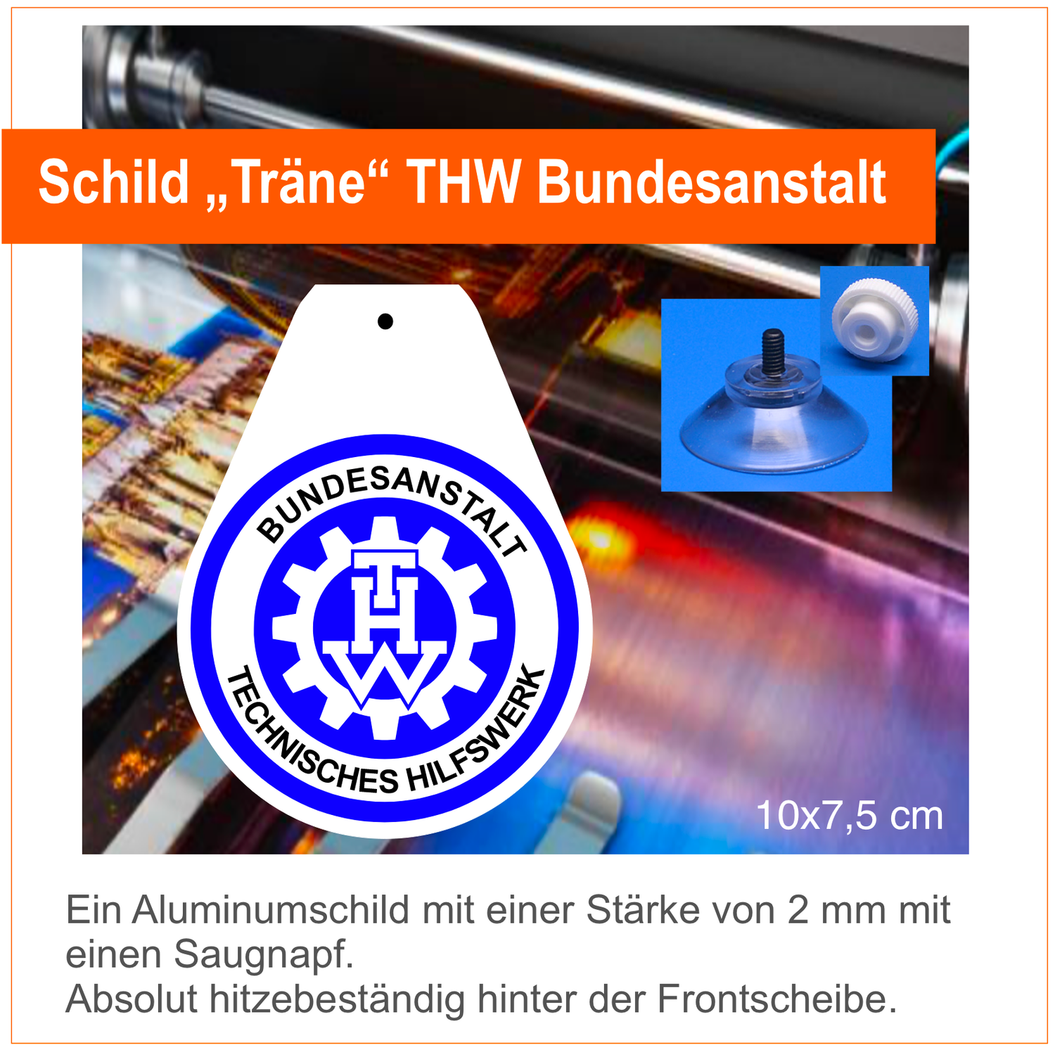 THW  Wappen Bundesanstalt, Schild mit Saugnapf
