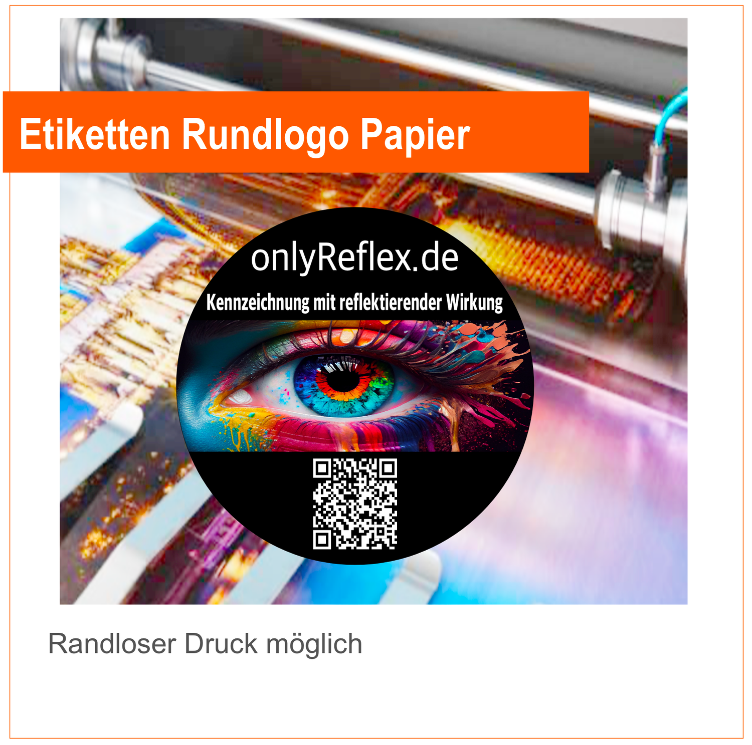 Etiketten RUND,  Papier  - glänzend - mit ihrem Logo bedruckt