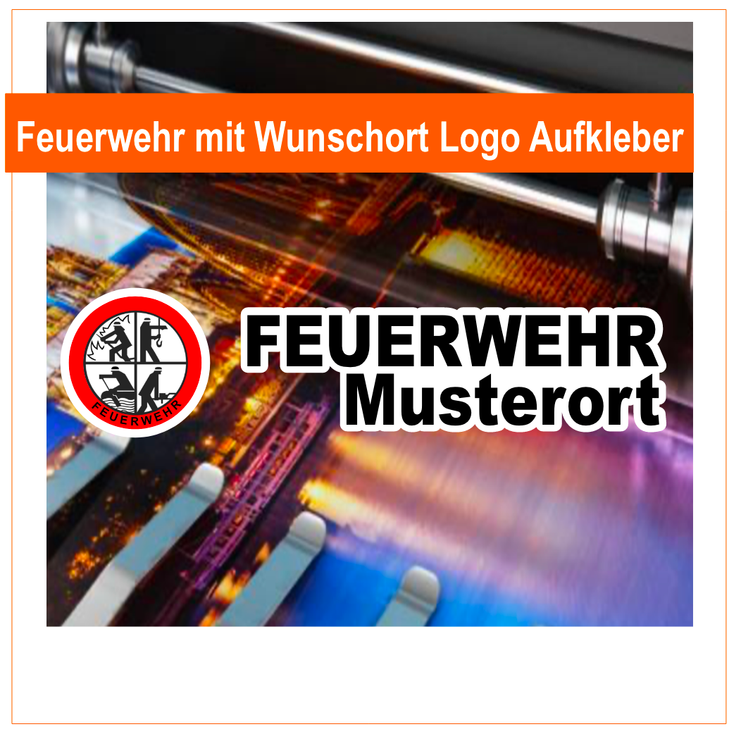 Feuerwehr mit Wunschort und Logo Langlogo Aufkleber