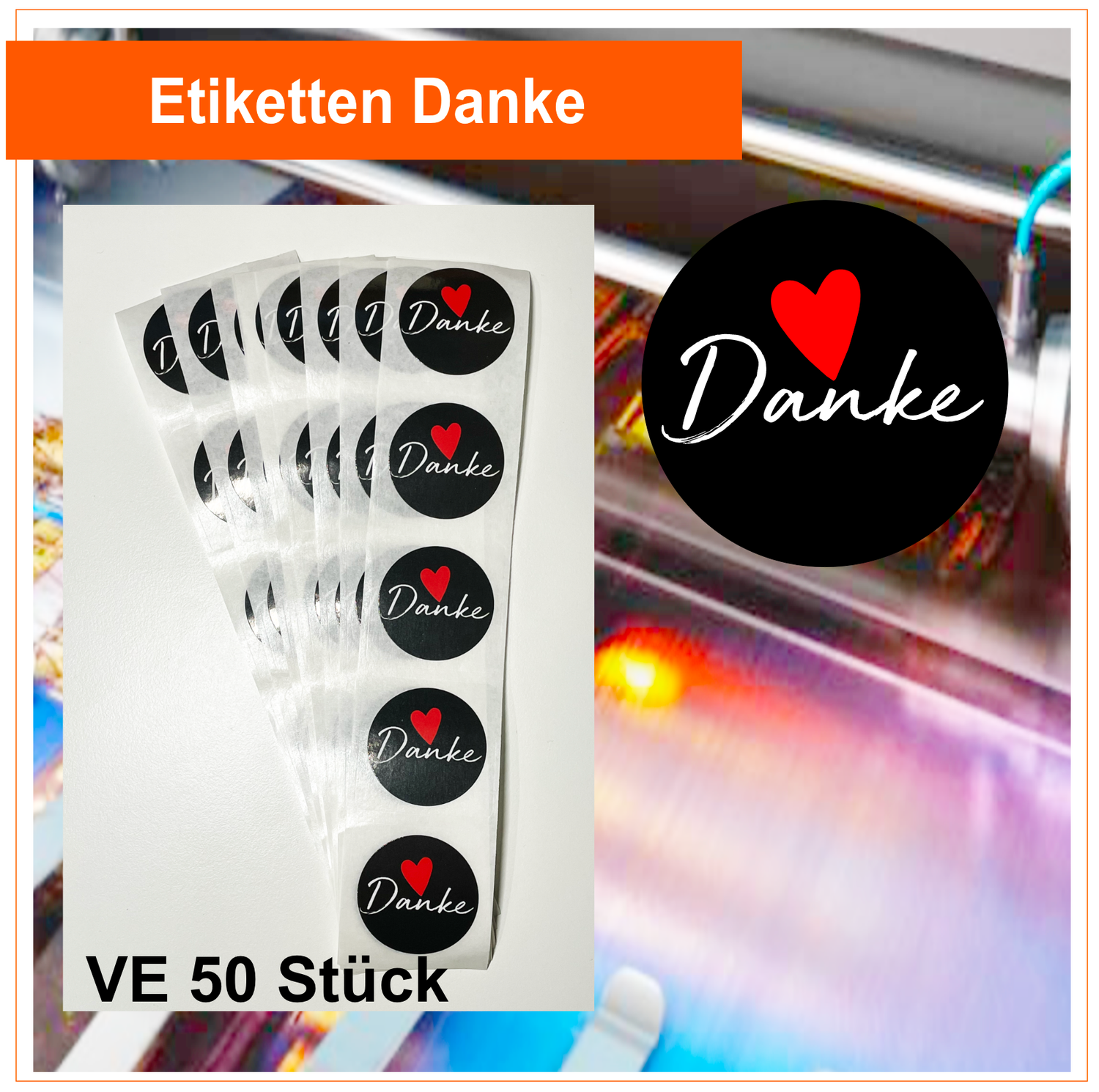 Etiketten - Danke - Rund 3,5 cm -  Papier