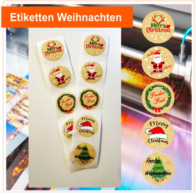 Etiketten Weihnachten Rund 3,5 cm - Papier Etiketten Weihnachten Rund 3,5 cm - Papier