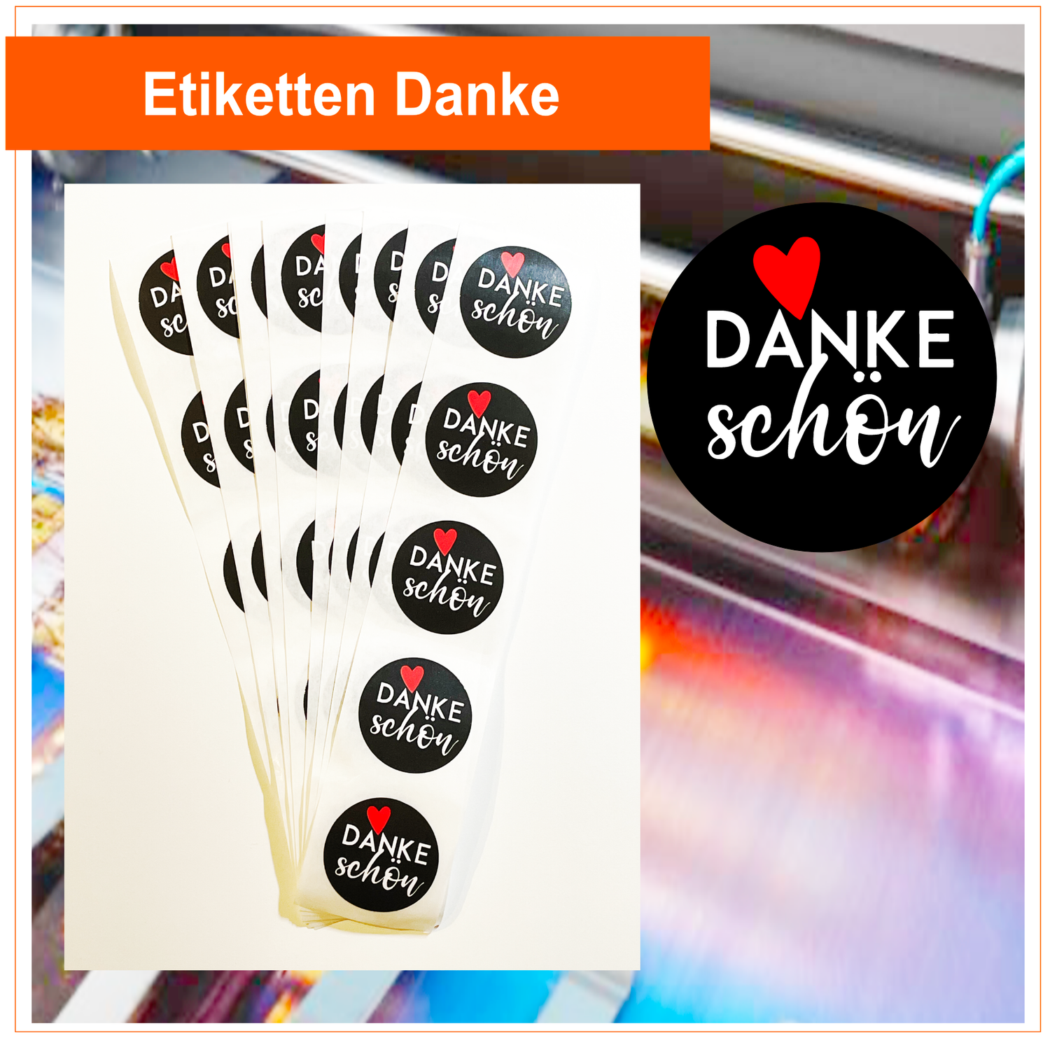 Etiketten - Danke schön - Rund 3,5 cm -  Papier