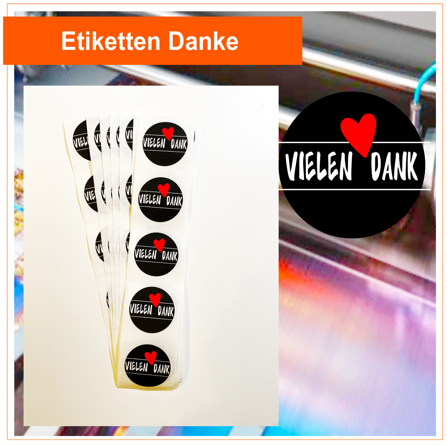 Etiketten - Vielen Dank - Rund 3,5 cm -  Papier