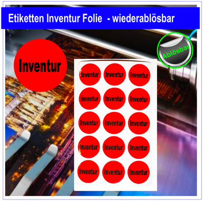 Inventur  Etiketten Rund  -  Folie wiederablösbar