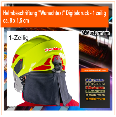Helmbeschriftung "Wunschtext" Digitaldruck - 1 zeilig