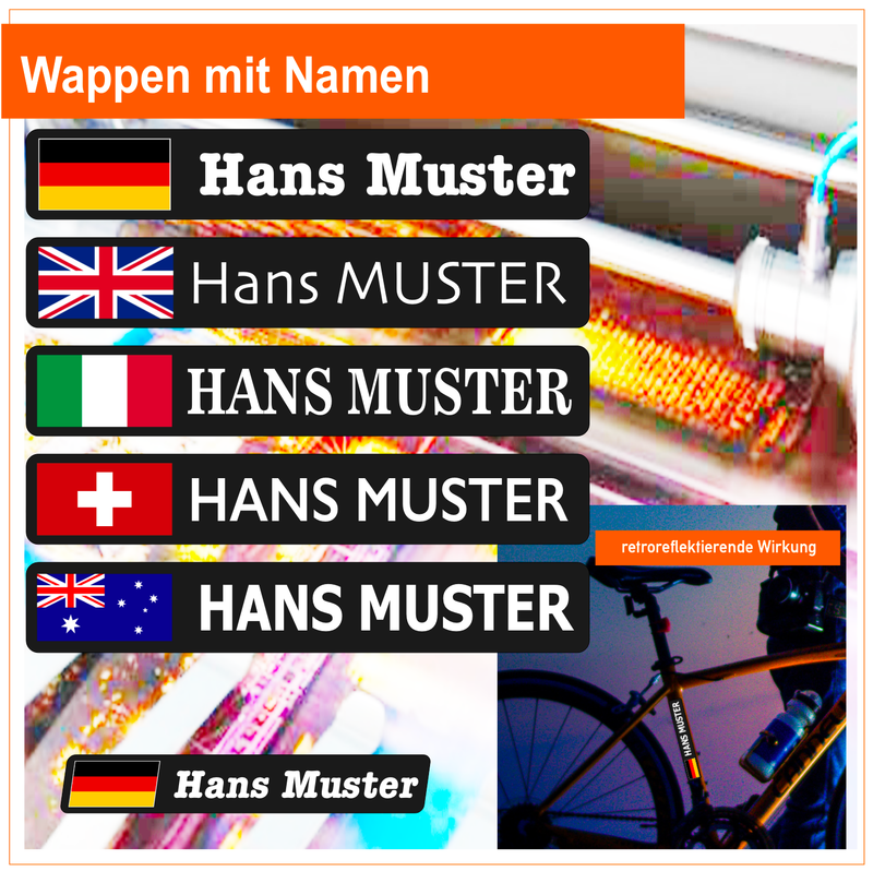 Flagge mit Namen - Aufkleber