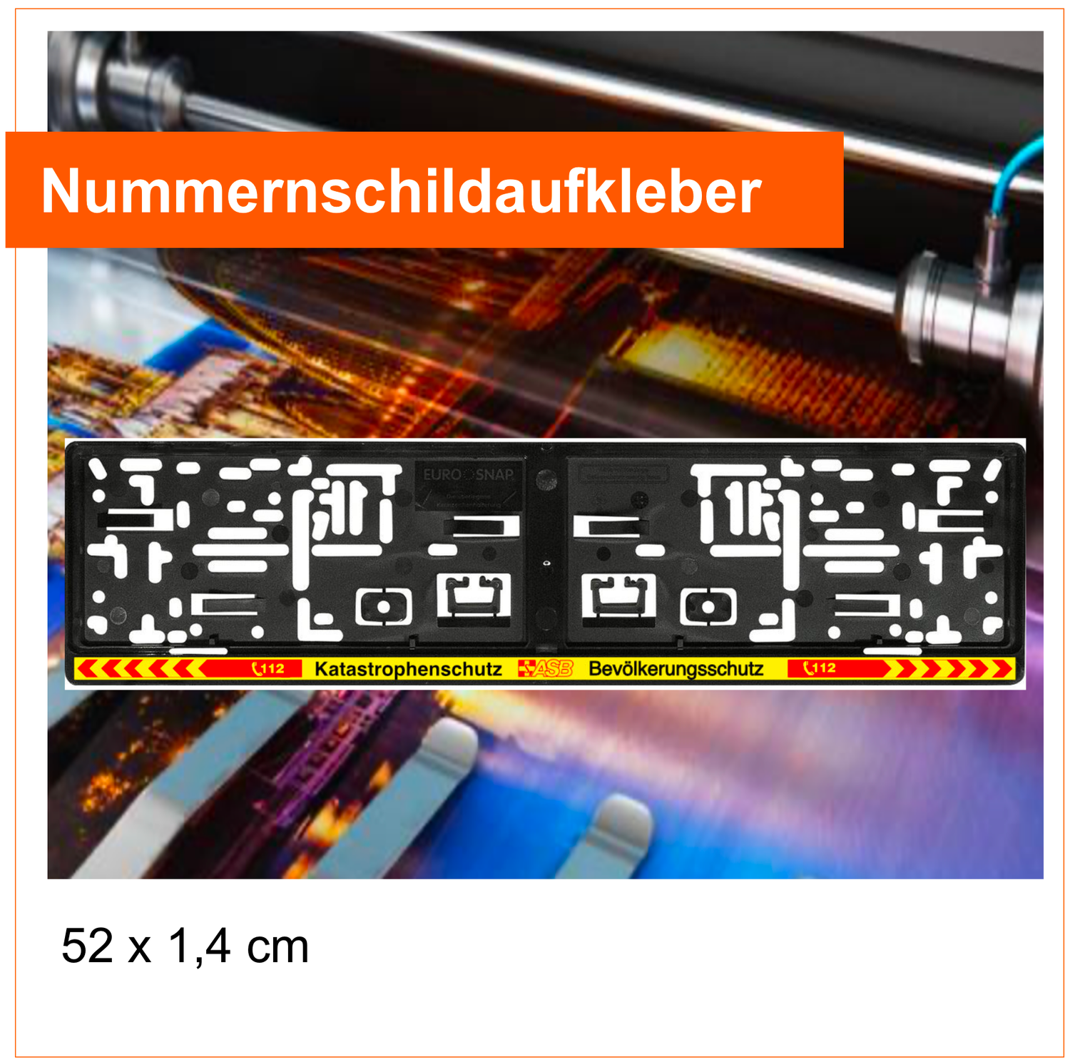ASB Südpfalz Pirmasens  Nummernschildaufkleber, fluoreszierender  Hintergrund (VE 2 Stück)