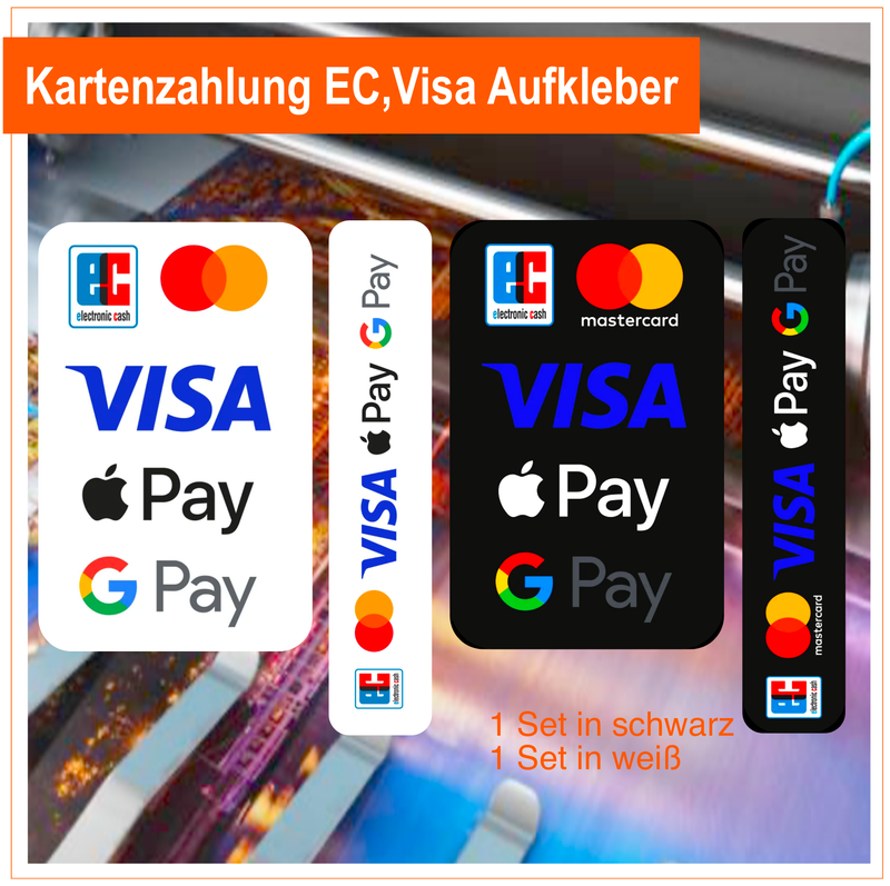 Kartenzahlung EC, Visa, Apple Pay, Google Pay - 6 Stück